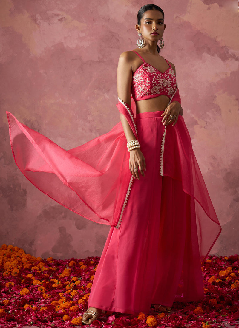 Vegaa Fashion Pink Georgette Handwork Western Wear Suit | Grocsy