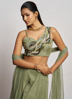 Vegaa Fashion Sea Green Georgette Khatli Work Western Sharara | Grocsy
