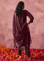 Vegaa Fashion Wine Georgette Embroidered Designer Salwar Suit | Grocsy