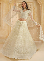 Vegaa Fashion Off White Net Thread Work Wedding Lehenga | Grocsy