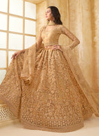 Vegaa Fashion Beige Net Thread Work Wedding Lehenga | Grocsy