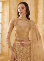 Vegaa Fashion Beige Net Thread Work Wedding Lehenga | Grocsy
