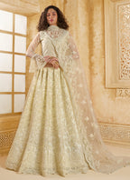 Vegaa Fashion Off White Net Thread Work Wedding Lehenga | Grocsy