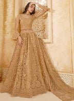 Vegaa Fashion Beige Net Thread Work Wedding Lehenga | Grocsy
