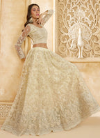 Vegaa Fashion Off White Net Thread Work Wedding Lehenga | Grocsy