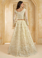 Vegaa Fashion Off White Net Thread Work Wedding Lehenga | Grocsy