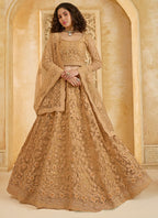 Vegaa Fashion Beige Net Thread Work Wedding Lehenga | Grocsy