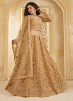 Vegaa Fashion Beige Net Thread Work Wedding Lehenga | Grocsy