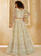 Vegaa Fashion Off White Net Thread Work Wedding Lehenga | Grocsy