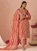 Vegaa Fashion Rust Silk Zari Fancy Embroidered Designer Suit For Wedding | Grocsy