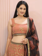 Tulsi Art Alluring Pink Georgette Sequins Event Wear Lehenga Choli | Grocsy