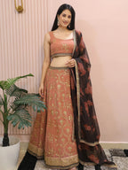 Tulsi Art Alluring Pink Georgette Sequins Event Wear Lehenga Choli | Grocsy