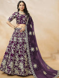 Tulsi Art Alluring Purple Silk Wedding Wear Lehenga Choli With Dupatta | Grocsy