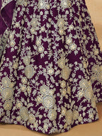 Tulsi Art Alluring Purple Silk Wedding Wear Lehenga Choli With Dupatta | Grocsy