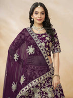 Tulsi Art Alluring Purple Silk Wedding Wear Lehenga Choli With Dupatta | Grocsy