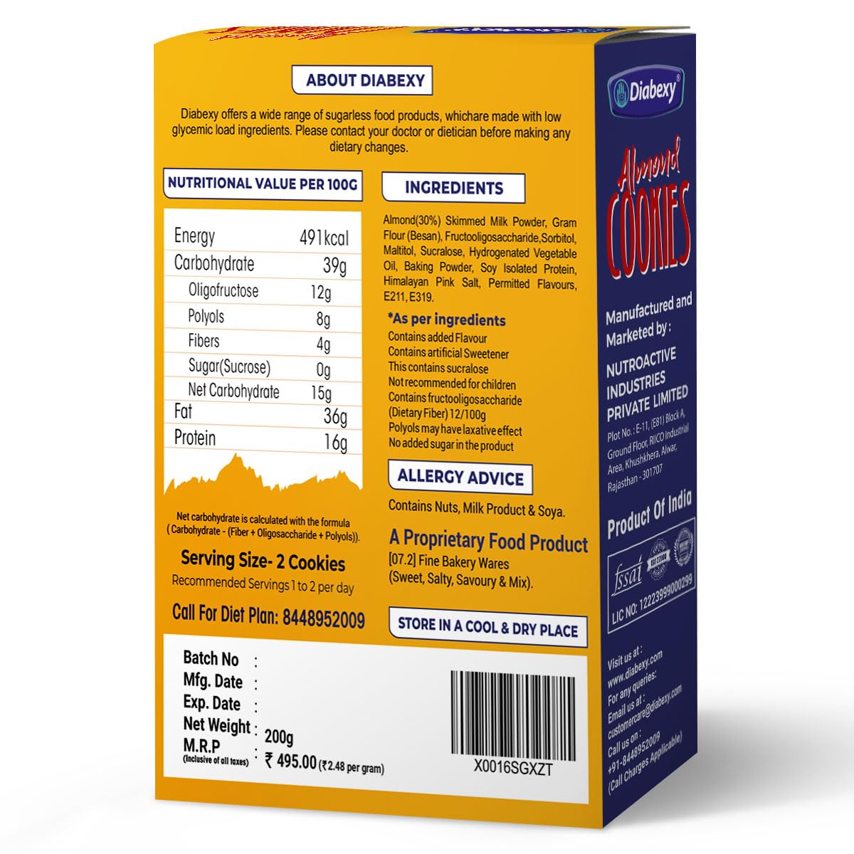 Diabexy Almond Cookies Sugar Control for Diabetes | Grocsy