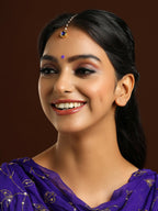 Ruby Raang Blue Meenakari Kundan Maang Tikka | Grocsy