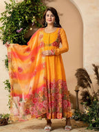 Teeya Creation Multi Color Organza Silk With Digital print With Embroidery Gown | Grocsy