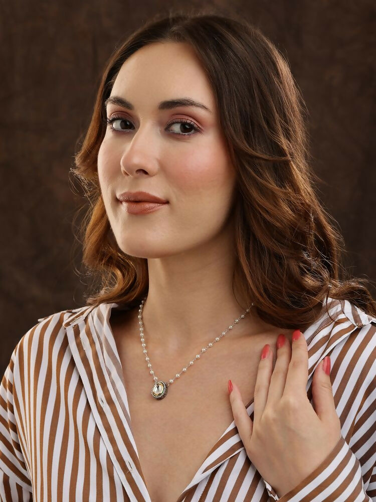 Beaded Kundan Necklace - Ruby Raang | Grocsy