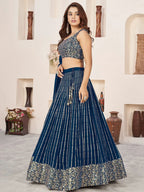Tulsi Art Amazingâ Blue Sequins Work Georgette Engagement Wear Lehenga Choli | Grocsy