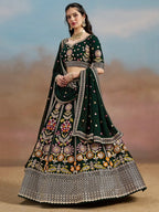 Tulsi Art Amazing Green Sequins Georgette Mehendi Wear Lehenga Choli With Dupatta | Grocsy
