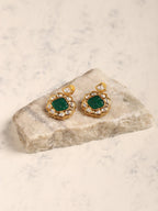 Green Gold-Polished Kundan Studs Earrings - Ruby Raang | Grocsy