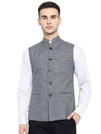 Vastraa Fusion Men's Assorted Dots Blended Festive Nehru Jacket | Grocsy