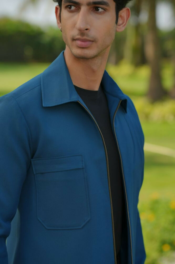 Sleek Teal Blue Shacket by Hilo Design | Grocsy