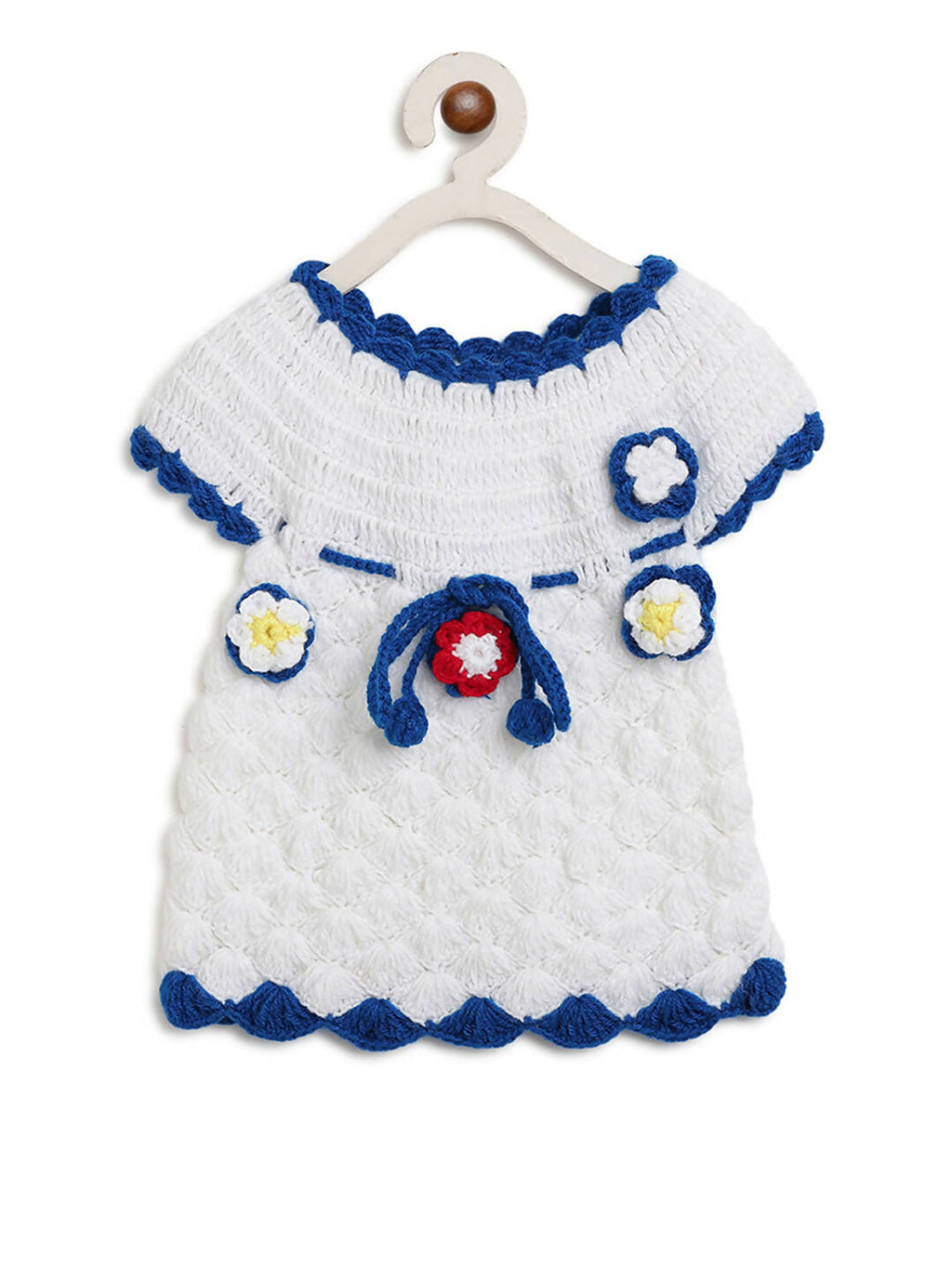 ChutPut Hand knitted Crochet Elsa Dress with Cap For Baby Girls - White | Grocsy
