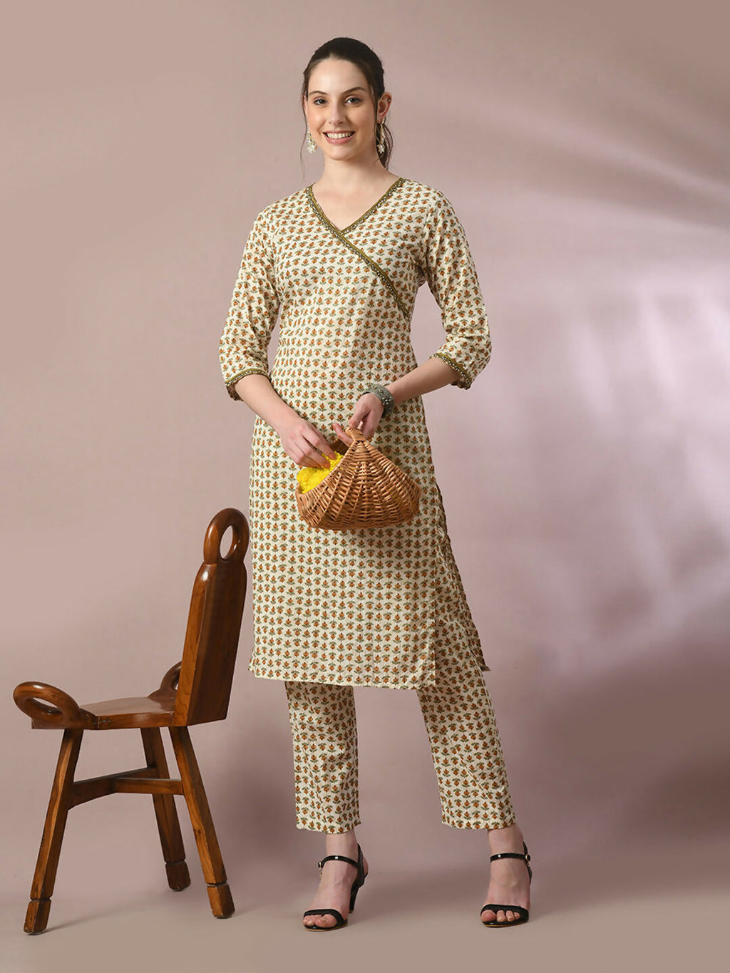 Myshka Women's Multi Printed Cotton Straight Party Kurta Set | Grocsy