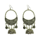 Tiaraa Silver Alloy Oxidised Jhumki Dangle Earrings For Women - Swadesiicart