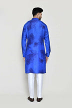 Joban Fashion Royal Blue Colored Cotton Silk Fabric Kurta With Straight Fit Pant | Grocsy