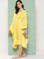 Ahalyaa Women's Traditional Wear kaftan Kurta - Yellow | Grocsy