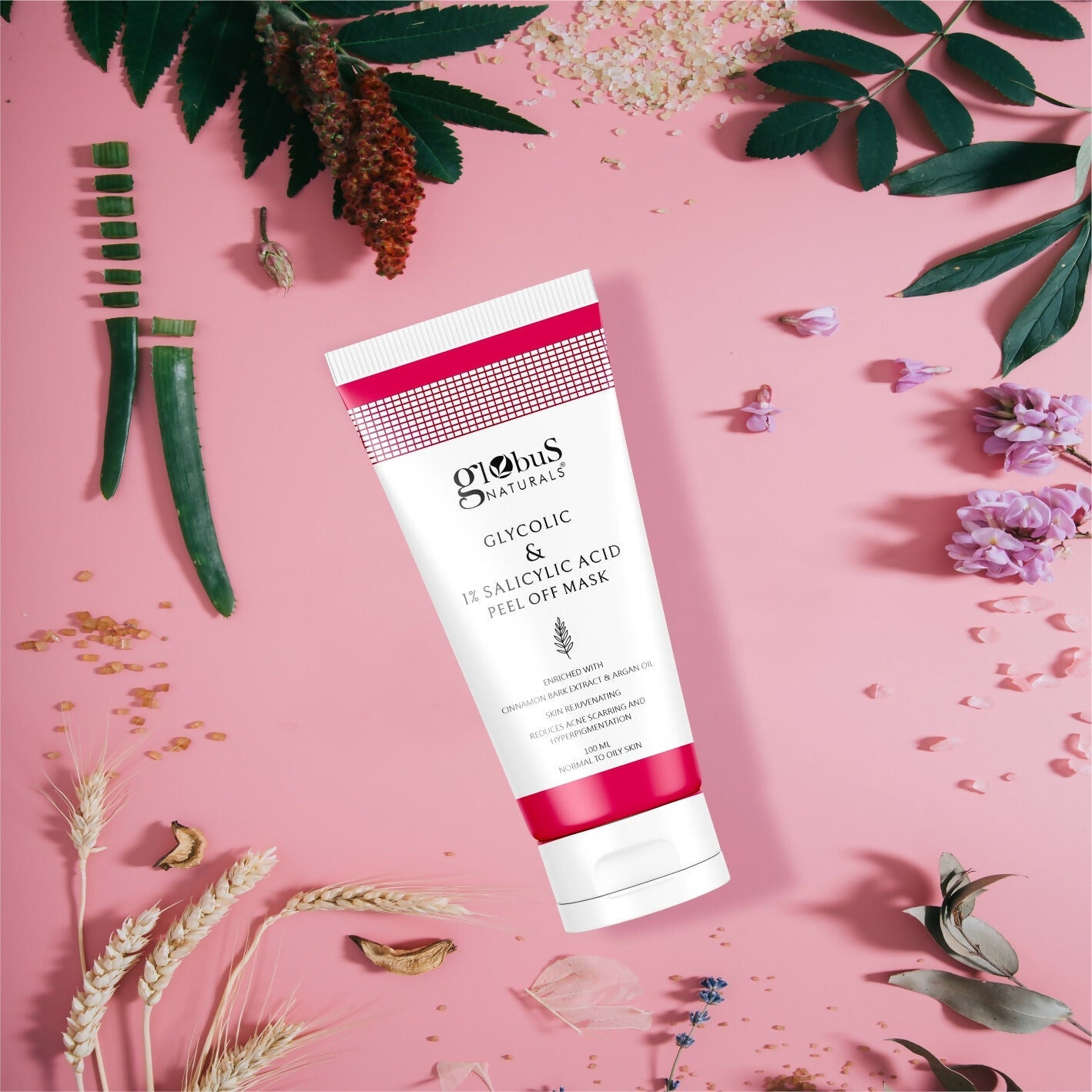 Globus Naturals Glycolic & 1% Salicylic Acid Anti Acne Peel Off Mask | Grocsy