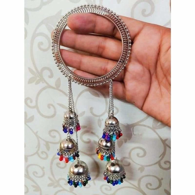 MS Fashion India Stylish Silver Latkan Jhumki With Multicolor Pearls Bangles | Grocsy