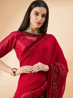 Mauve Lycra Resham And Sequins Embroidery Saree - Norita Hit Design | Grocsy