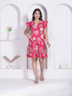 Miravan Women Empire Waist Pink Mini Length Dress | Grocsy