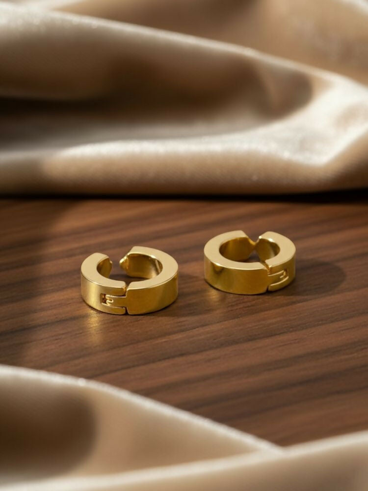 NVR Men's Gold Plated Hoop Earrings | Grocsy