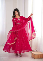 Teeya Creation Rani Faux Georgette Embroidery Work Wedding Wear Gown | Grocsy