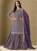 Vegaa Fashion Purple Art Silk Embroidered Lehenga Style Suit | Grocsy
