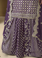 Vegaa Fashion Purple Art Silk Embroidered Lehenga Style Suit | Grocsy