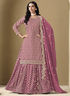 Vegaa Fashion Onion Pink Art Silk Embroidered Lehenga Style Suit | Grocsy