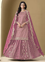 Vegaa Fashion Onion Pink Art Silk Embroidered Lehenga Style Suit | Grocsy