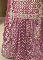 Vegaa Fashion Onion Pink Art Silk Embroidered Lehenga Style Suit | Grocsy