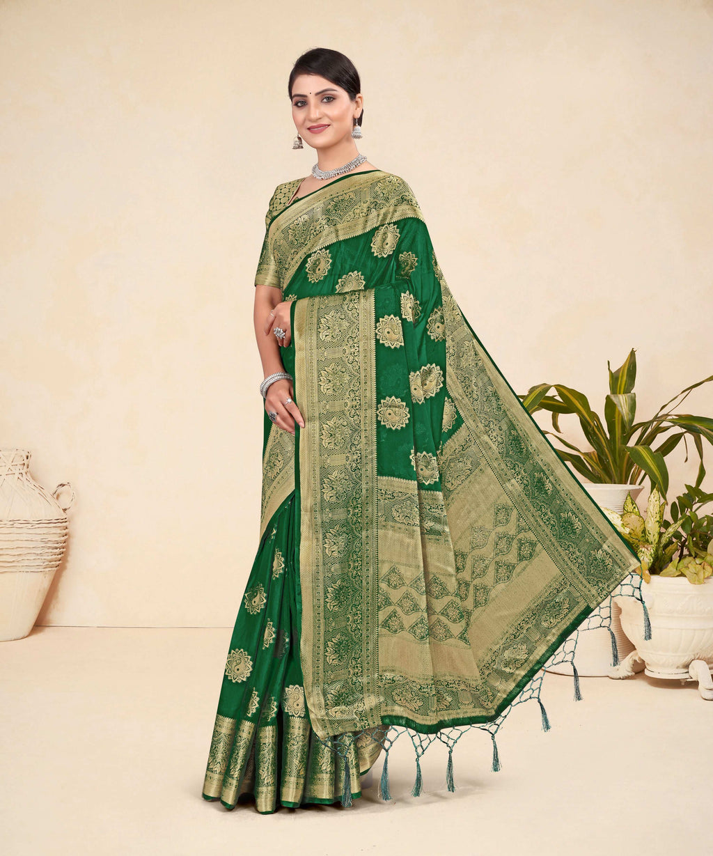 Green Viscose Weaving Designer Saree - Vandini | Grocsy