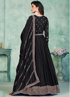 Vegaa Fashion Black Art Silk Embroidered Anarkali Suit | Grocsy
