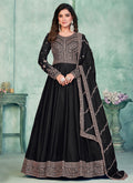 Vegaa Fashion Black Art Silk Embroidered Anarkali Suit | Grocsy
