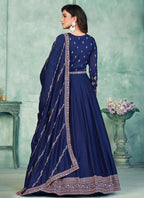 Vegaa Fashion Blue Art Silk Embroidered Anarkali Suit | Grocsy