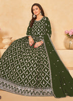 Vegaa Fashion Designer Mahendi Faux Georgette Embroidery Anarkali Suit | Grocsy