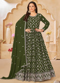 Vegaa Fashion Designer Mahendi Faux Georgette Embroidery Anarkali Suit | Grocsy